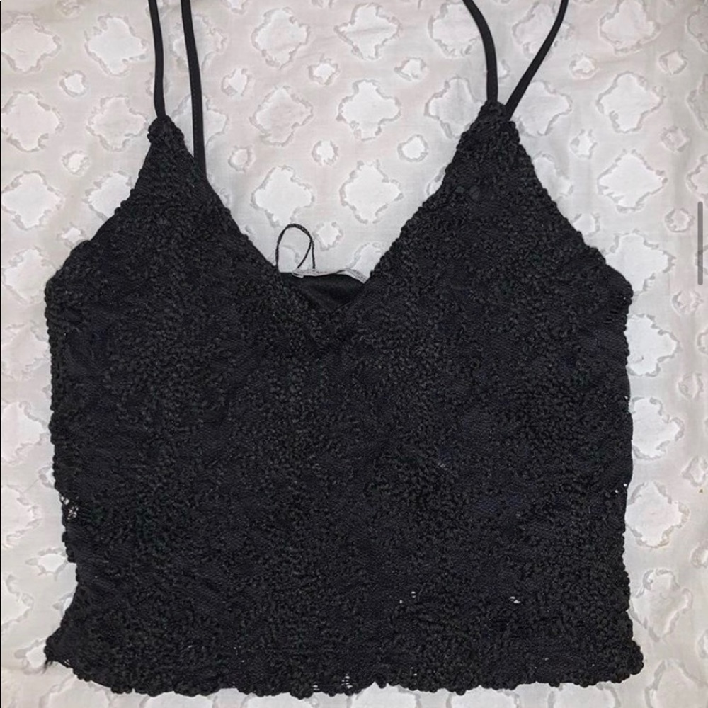 NEW NEVER WORN ZARA black lace crop top